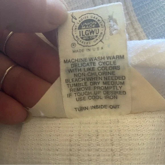 VTG Fashion Place polyester Union Made Dress! White with Pastels. USA. Size 10p. - Picture 15 of 15